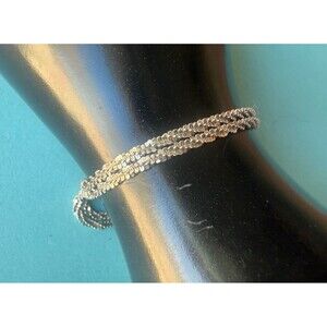Vintage Signed Milor Italy Sterling Silver Double Twist Chain Petite Bracelet
